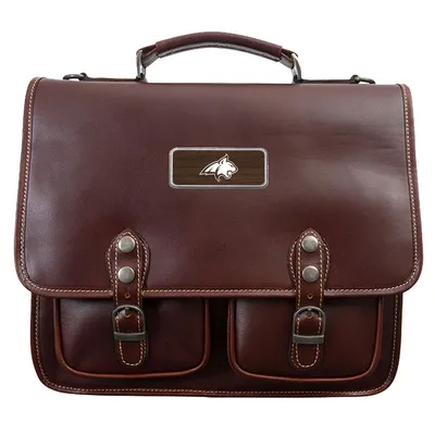 Montana State Bobcats Logo Plate Sabino Canyon Briefcase - Brown