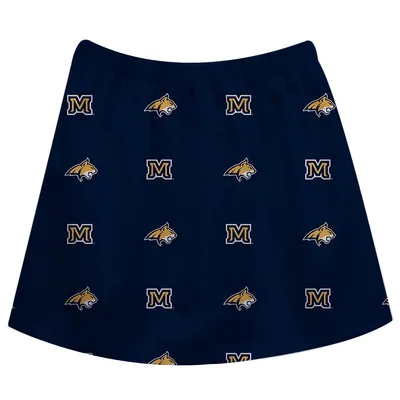 Montana State Bobcats Girls Youth All Over Print Skirt - Navy