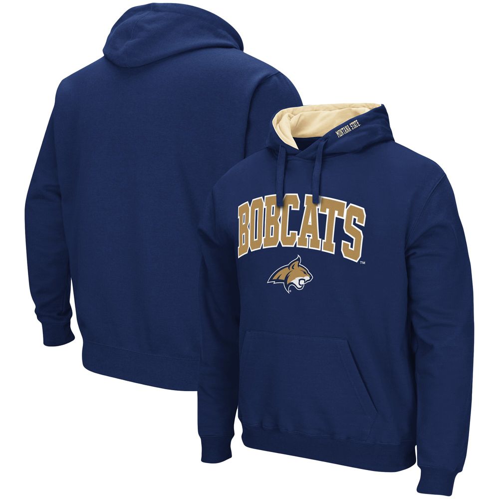 Men's Colosseum Navy Montana State Bobcats Arch and Logo Pullover Hoodie