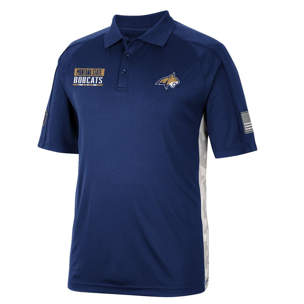 Men's Colosseum Navy Montana State Bobcats OHT Military Appreciation Snow Camo Polo