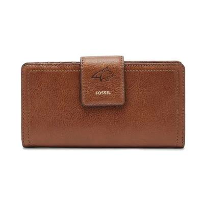 Montana State Bobcats Fossil Women's Leather Logan RFID Tab Clutch - Brown