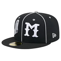 Men's New Era Black Montgomery Biscuits Theme Night Gray Sox 59FIFTY Fitted Hat