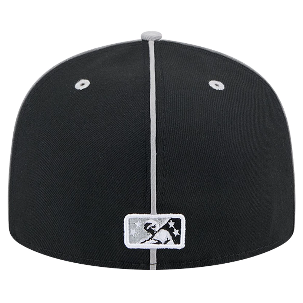 Casquette ajustée 59FIFTY New Era Black Montgomery Biscuits pour hommes, thème Night Grey Sox