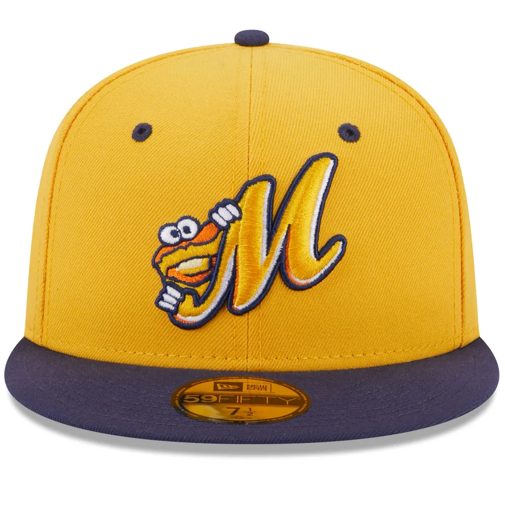 Men's New Era Gold Montgomery Biscuits Authentic Collection Alternate Logo 59FIFTY Fitted Hat