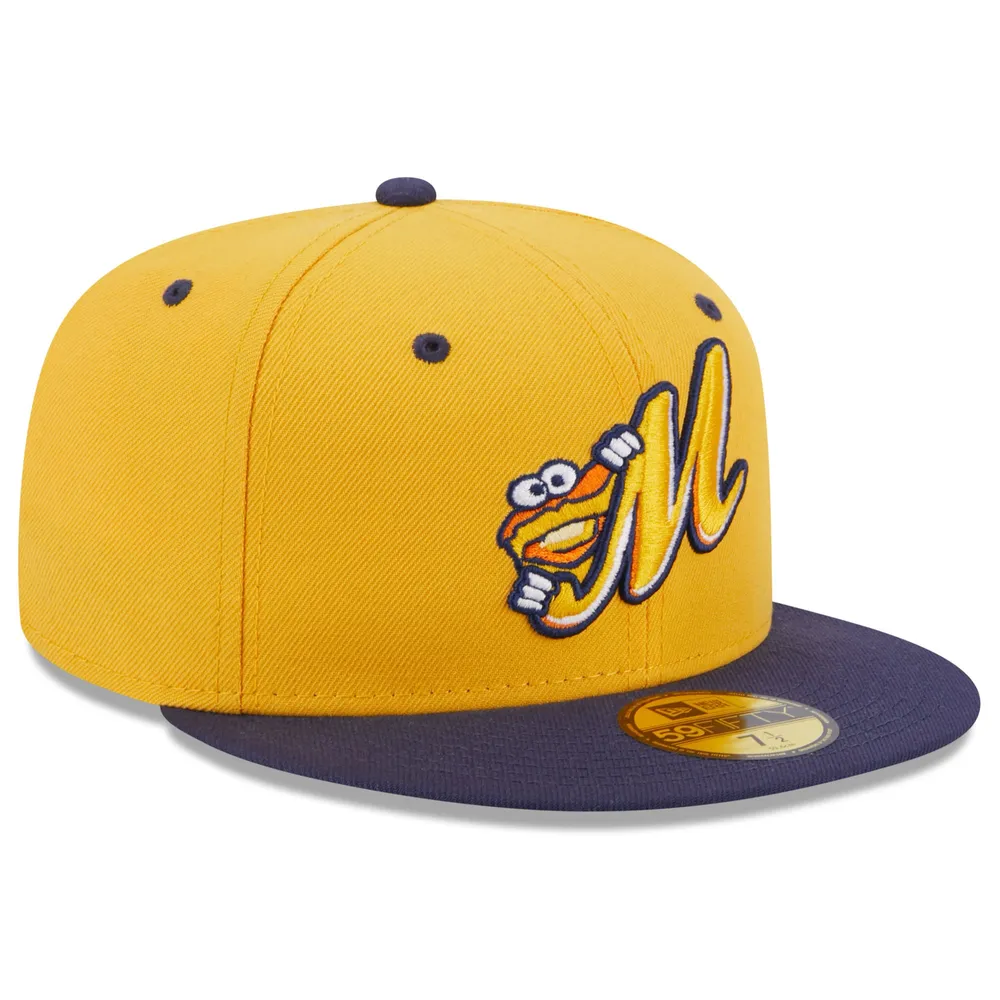 Men's New Era Gold Montgomery Biscuits Authentic Collection Alternate Logo 59FIFTY Fitted Hat