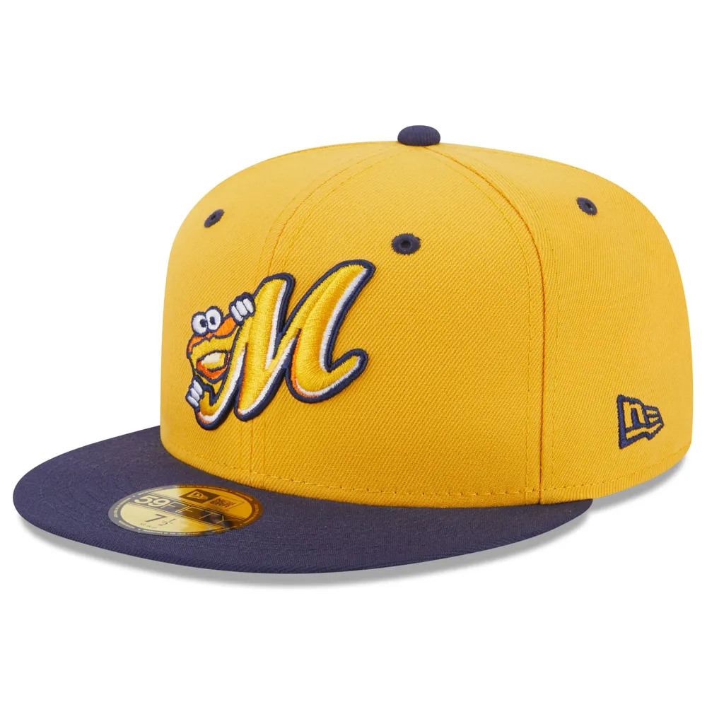 Men's New Era Gold Montgomery Biscuits Authentic Collection Alternate Logo 59FIFTY Fitted Hat