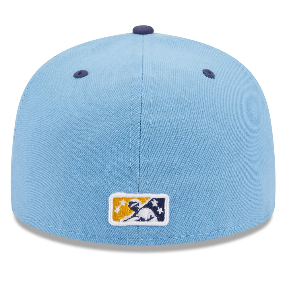 Men's New Era Light Blue Montgomery Biscuits Authentic Collection Alternate Logo 59FIFTY Fitted Hat