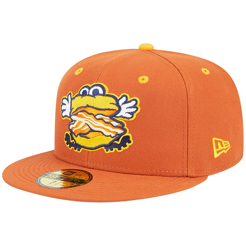 Men's New Era Orange Montgomery Biscuits Theme Nights Bacon  59FIFTY Fitted Hat