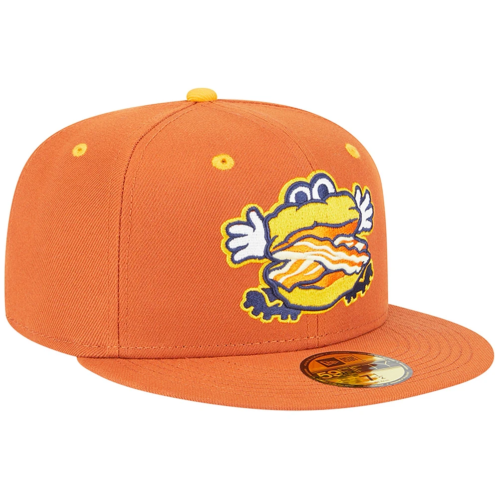 Men's New Era Orange Montgomery Biscuits Theme Nights Bacon  59FIFTY Fitted Hat