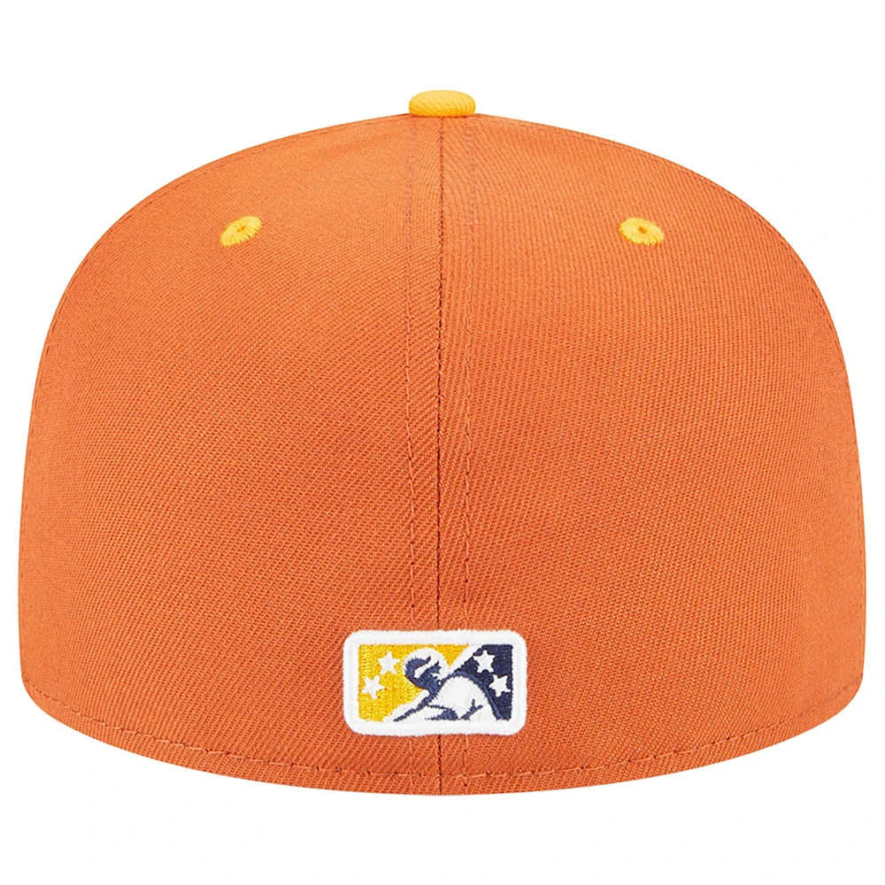 Casquette ajustée 59FIFTY Montgomery Biscuits Theme Nights Bacon New Era orange pour homme