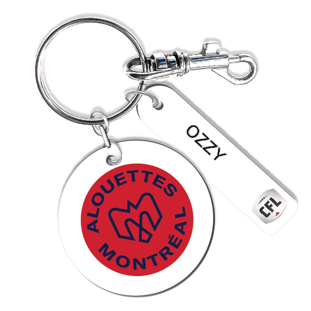 Montreal Alouettes Personalized Leather Round Keychain