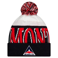 Bonnet en tricot à revers et pompon Turf Traditions des Alouettes de Montréal bleu New Era pour homme