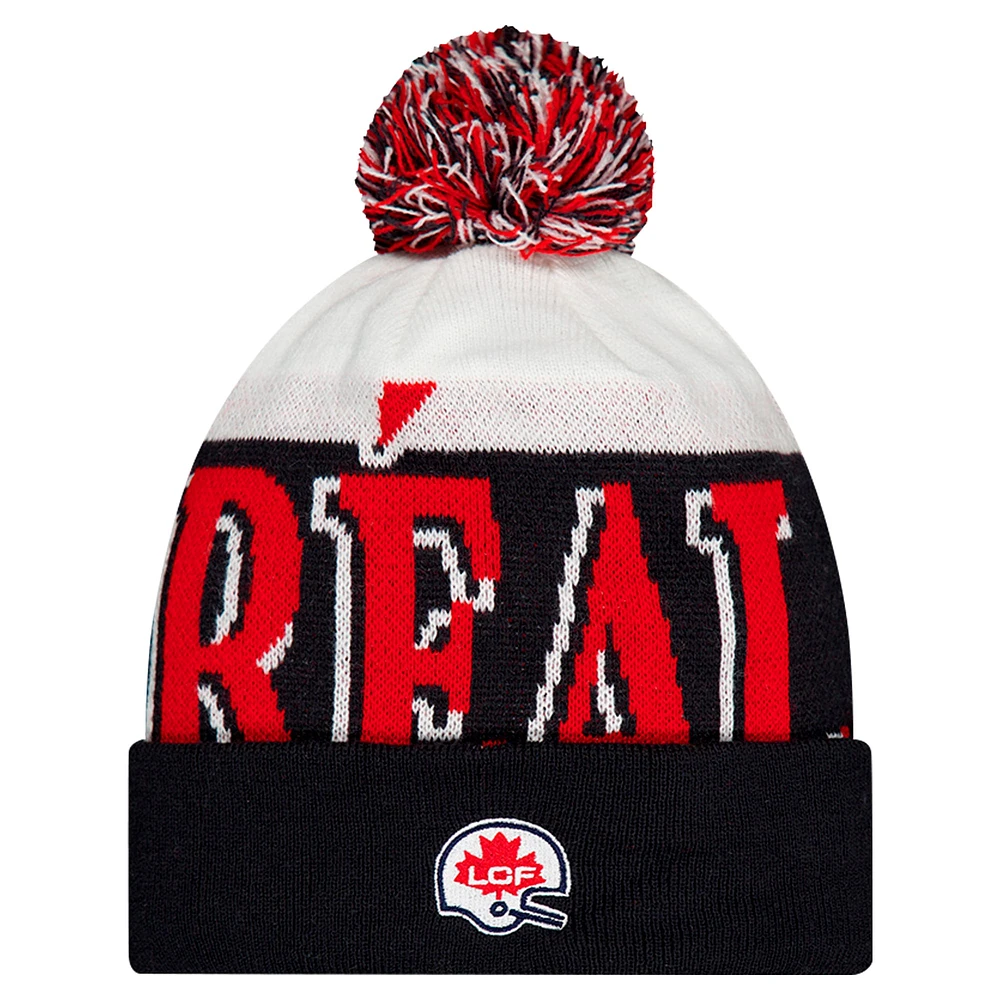 Bonnet en tricot à revers et pompon Turf Traditions des Alouettes de Montréal bleu New Era pour homme