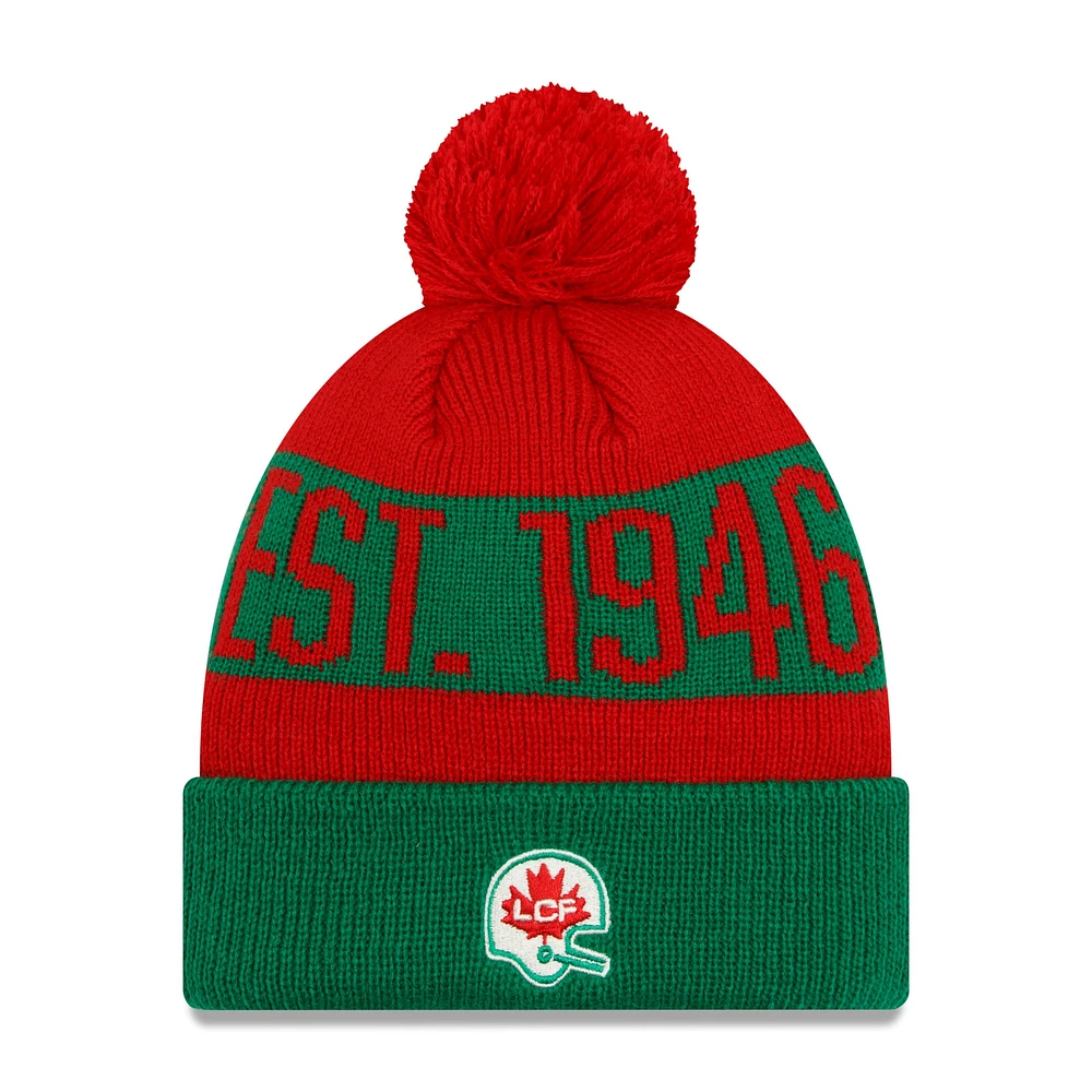 Men's New Era Green Montreal Alouettes Turf Traditions Cuffed Knit Hat with Pom