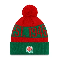 Bonnet en tricot à revers Turf Traditions des Alouettes de Montréal New Era vert pour hommes avec pompon