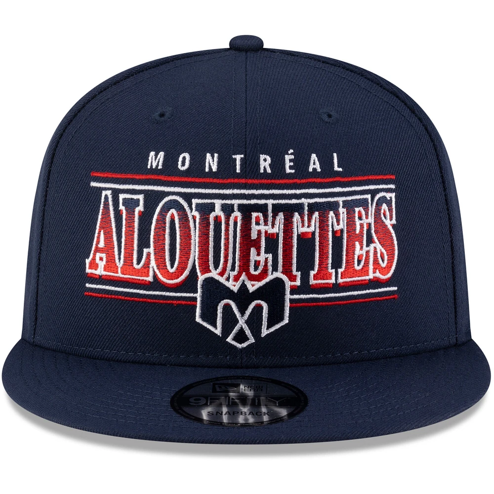 Casquette Snapback 9FIFTY Sideline des Alouettes de Montréal New Era bleu marine pour homme