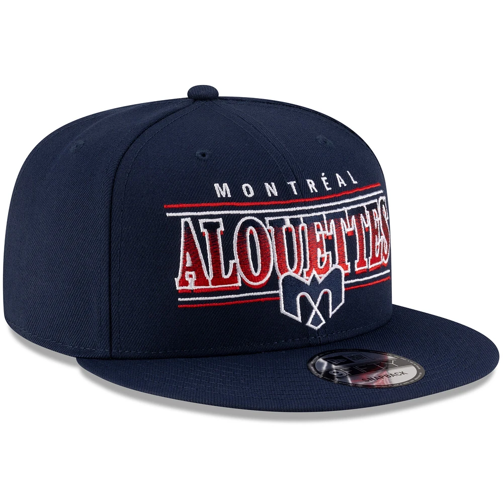 Casquette Snapback 9FIFTY Sideline des Alouettes de Montréal New Era bleu marine pour homme