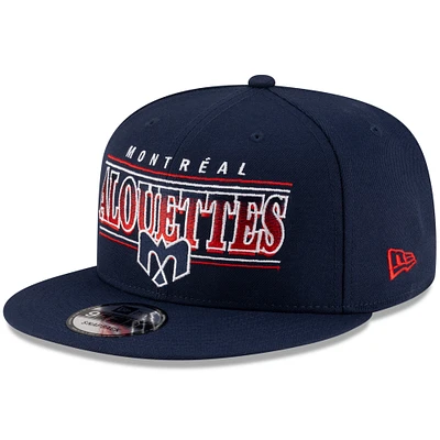 Casquette Snapback 9FIFTY Sideline des Alouettes de Montréal New Era bleu marine pour homme