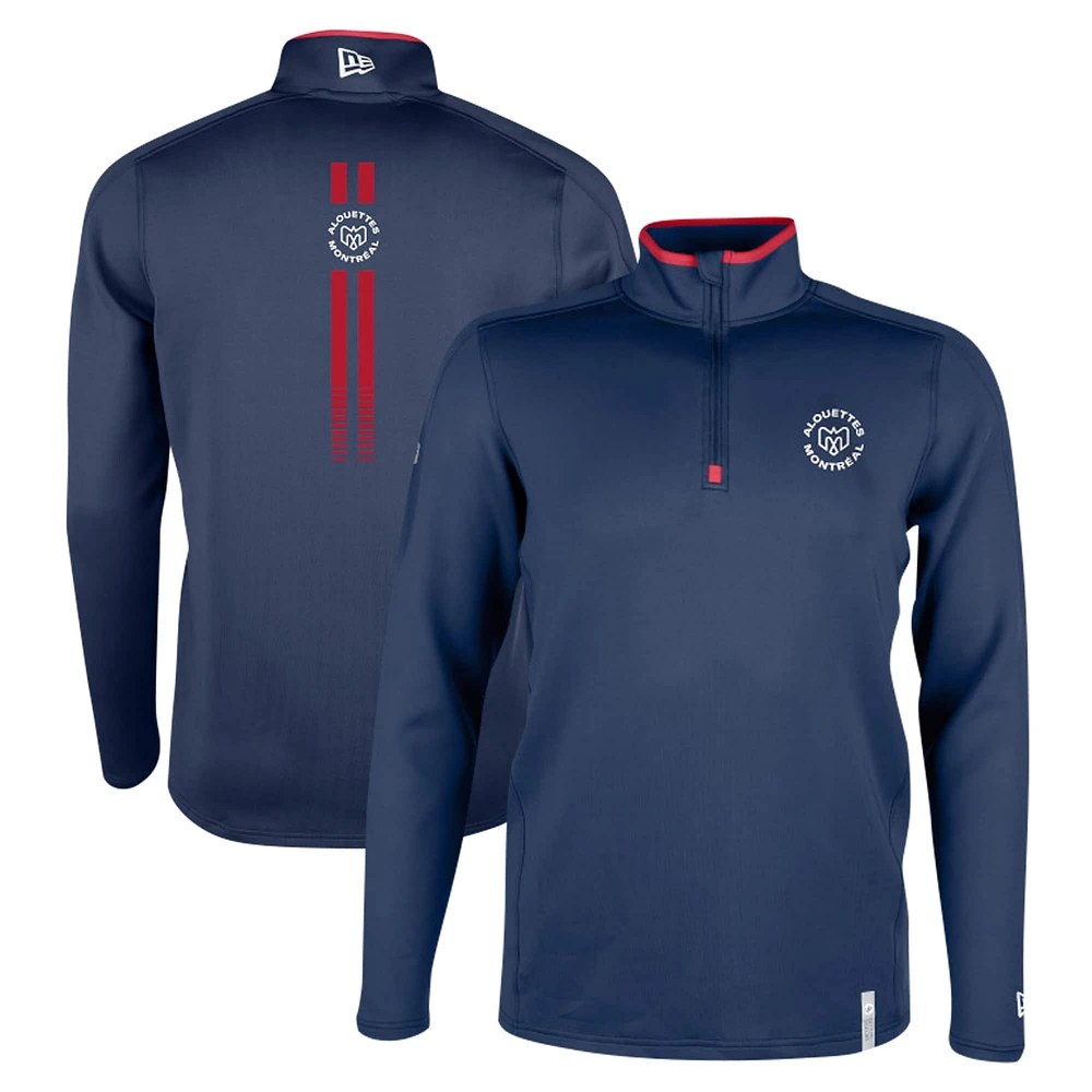 Men's New Era Navy Montreal Alouettes Sideline Edge Performance Quarter-Zip Top