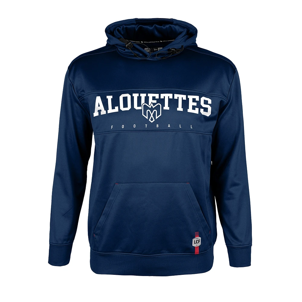 Men's New Era Navy Montreal Alouettes Sideline Performance Pullover Hoodie