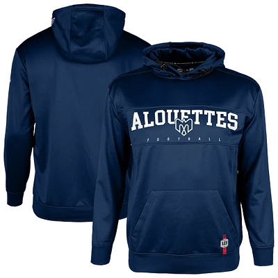 Men's New Era Navy Montreal Alouettes Sideline Performance Pullover Hoodie