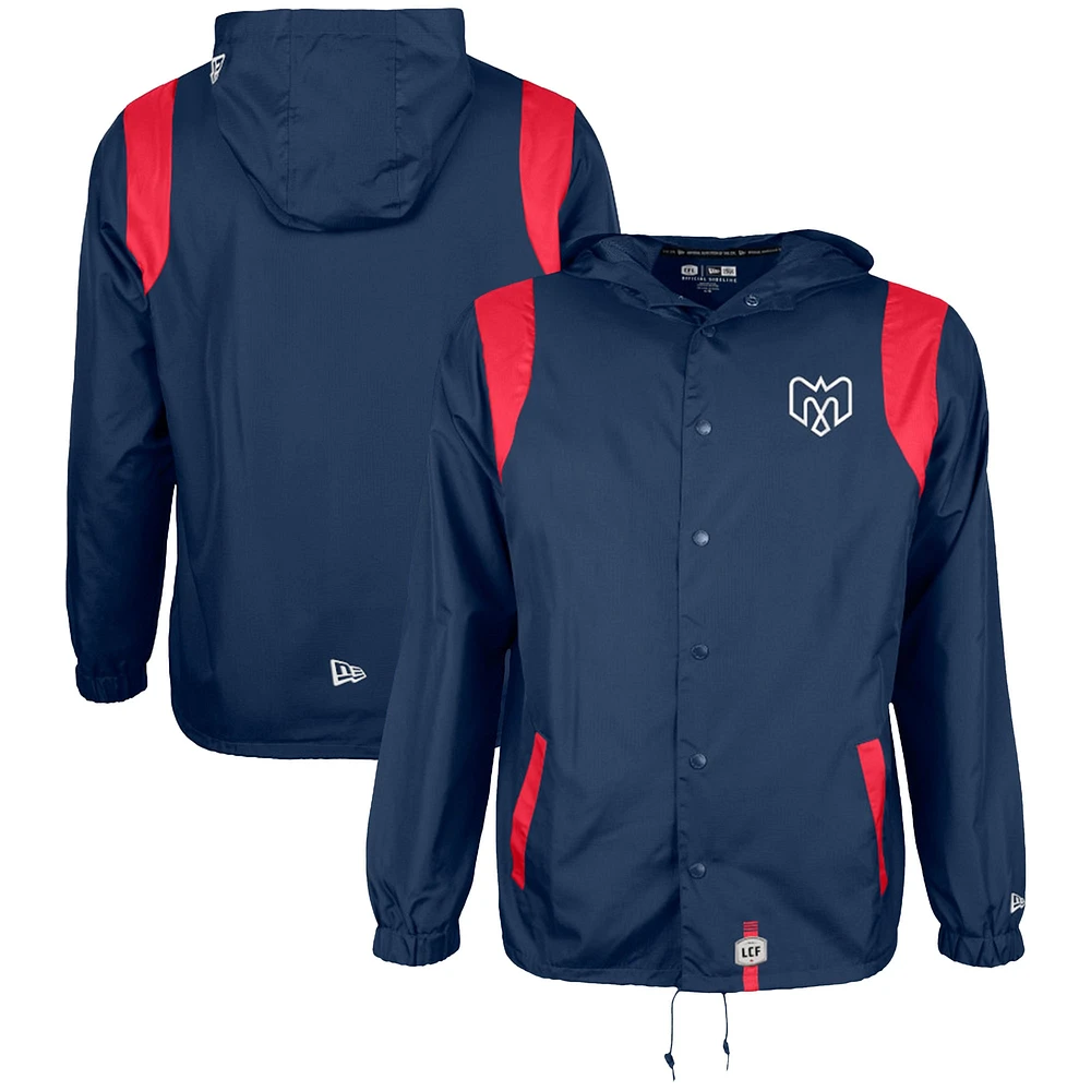Men's New Era Navy Montreal Alouettes Sideline Ripstop Full-Button Coaches Jacket