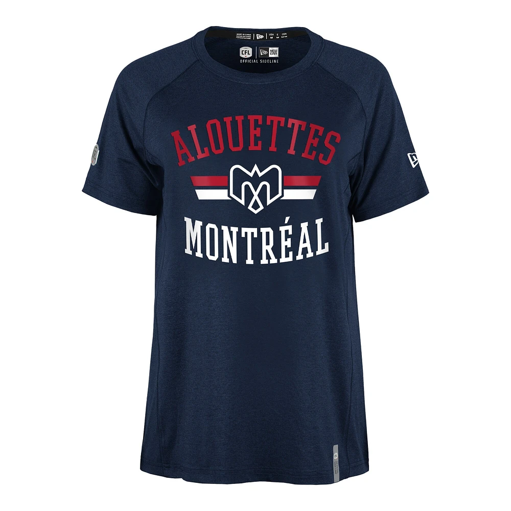 T-shirt de performance du circuit touche des Alouettes Montréal 5th & Ocean by New Era pour femmes, bleu marine