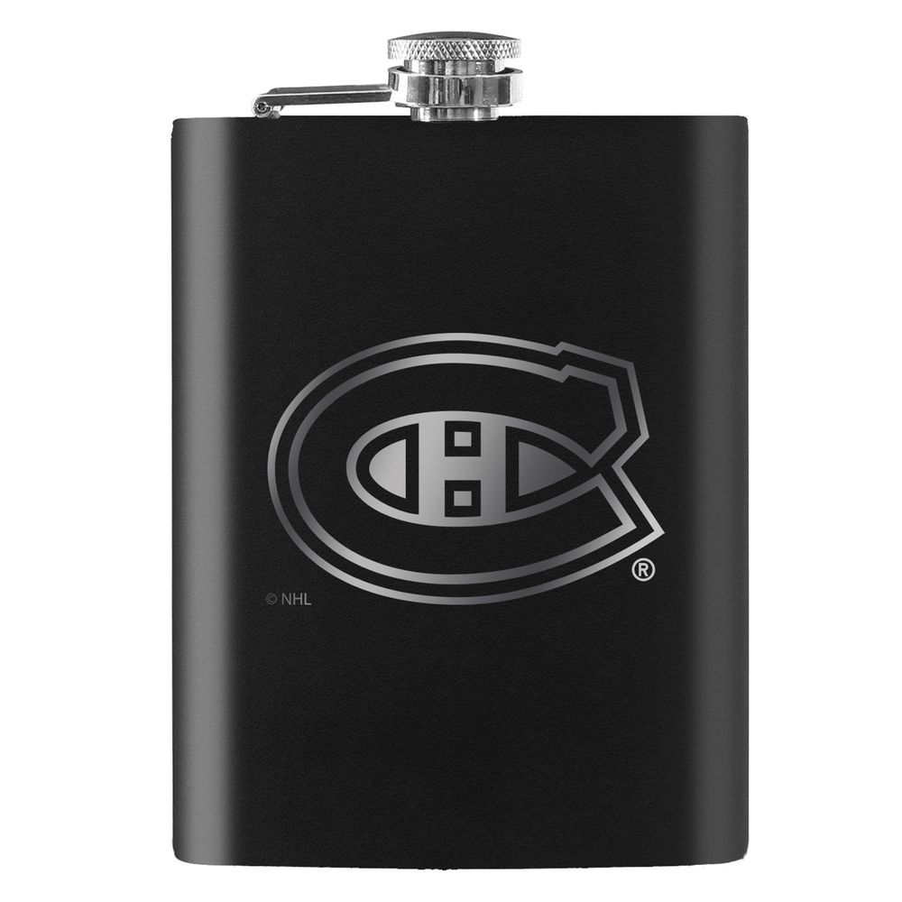 Black Montreal Canadiens 8oz. Laser Etched Flask