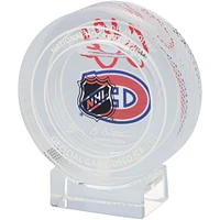 Cole Caufield Montreal Canadiens Autographed Crystal Puck - Filled with Game-Used Ice from the 2024-25 Season