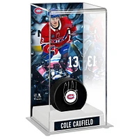Rondelle autographiée des Canadiens de Montréal de Cole Caufield avec étui de luxe pour rondelle de hockey de grande taille