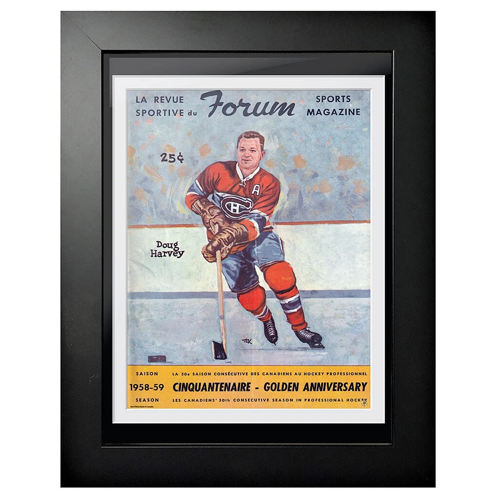 Doug Harvey Montreal Canadiens 1958 Forum Sports Magazine - 12'' x 16'' Framed Program Cover