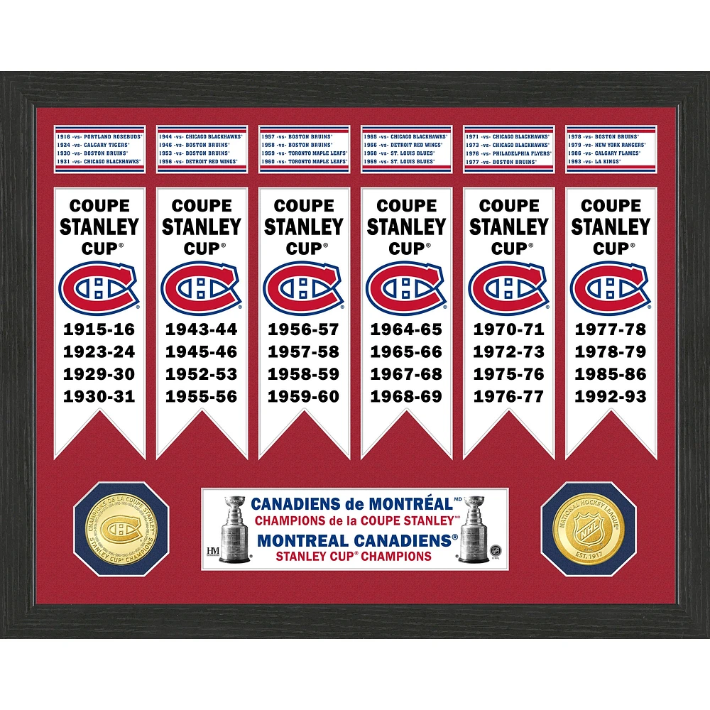 Highland Mint Montreal Canadiens 15" x 12" Stanley Cup Banner Collection - Photo