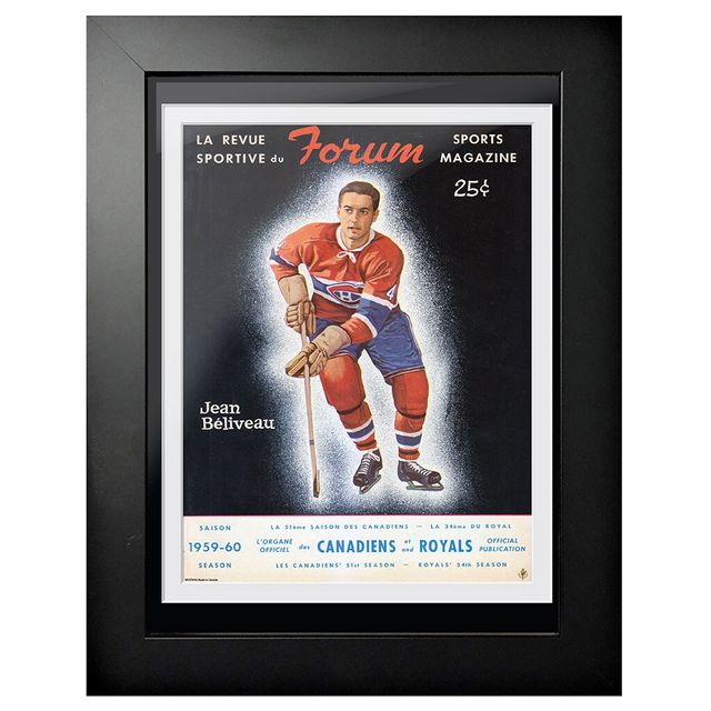 Jean Béliveau Canadiens de Montréal 1959 Forum Sports Magazine - Couverture de programme encadrée 12'' x 16''