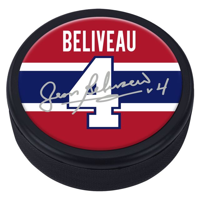 Rondelle de joueur souvenir des Canadiens de Montréal Jean Béliveau avec réplique de la signature