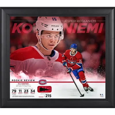 Jesperi Kotkaniemi Montreal Canadiens Fanatics Authentic Framed 15" x 17" Rookie Review Collage with Piece of Game-Used Puck - Limited Edition of 215