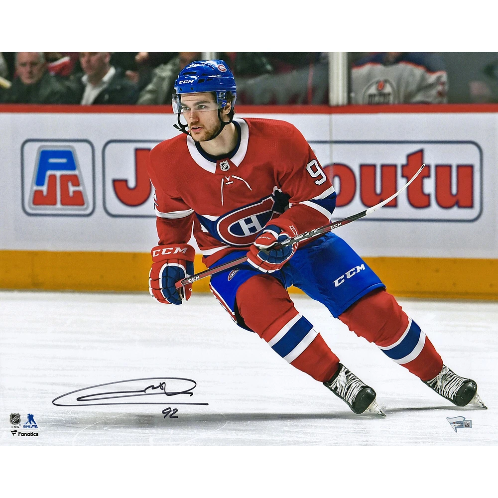 Jonathan Drouin Photographie de patinage en maillot rouge des Canadiens de Montréal de 16" x 20" autographiée