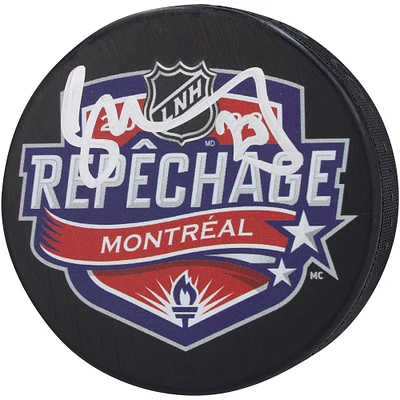 Juraj Slafkovsky Canadiens de Montréal Rondelle de hockey autographiée avec logo français du repêchage 2022 de la LNH