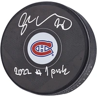 Rondelle de hockey autographiée par Juraj Slafkovsky des Canadiens de Montréal avec l'inscription « #1 Pick »