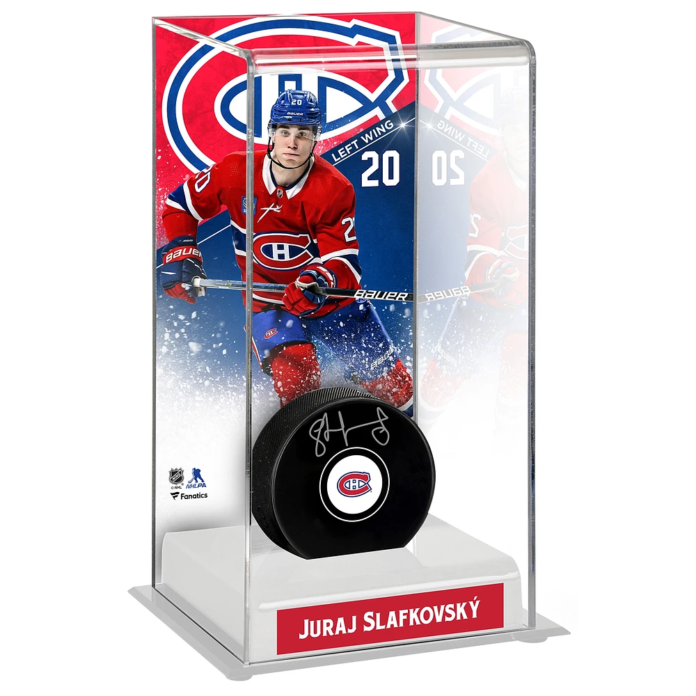 Juraj Slafkovsky Montreal Canadiens Autographed Puck with Deluxe Tall Hockey Puck Case