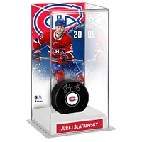 Juraj Slafkovsky Montreal Canadiens Autographed Puck with Deluxe Tall Hockey Puck Case