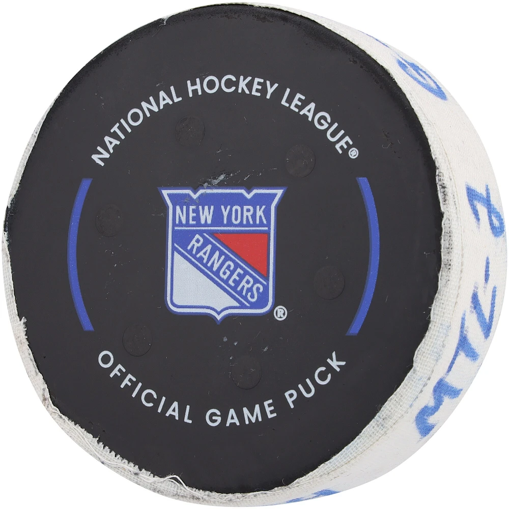 Juraj Slafkovsky Rondelle de but utilisée par les Canadiens de Montréal contre les Rangers de New York le 15 février 2024