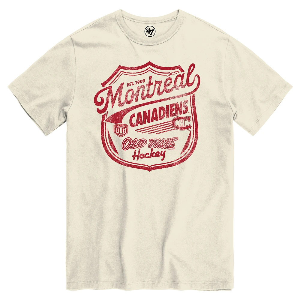 Men's '47 Cream Montreal Canadiens Distressed Old Time Hockey Poke Check T-Shirt