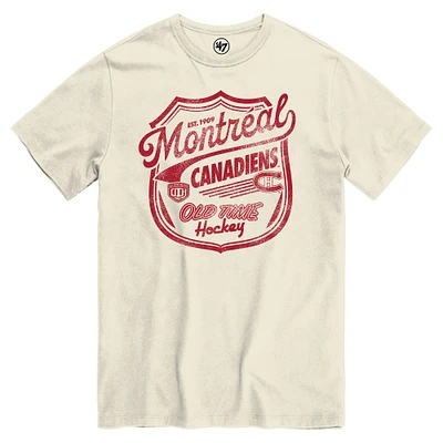 Men's '47  Cream Montreal Canadiens Distressed Old Time Hockey Poke Check T-Shirt