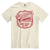Men's '47  Cream Montreal Canadiens Distressed Old Time Hockey Poke Check T-Shirt