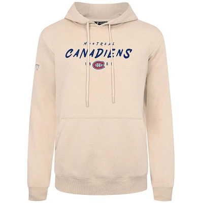 Men's Levelwear  Cream Montreal Canadiens Scratched Podium Pullover Hoodie