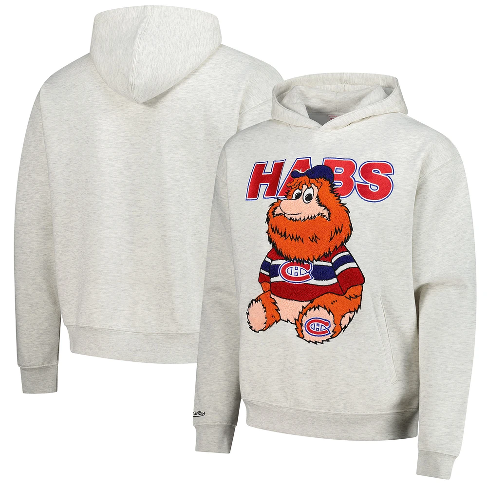 Sweat à capuche en peluche pour homme Mitchell & Ness Oatmeal Montreal Canadiens
