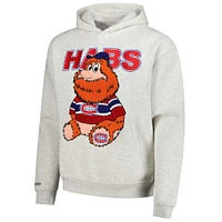 Sweat à capuche en peluche pour homme Mitchell & Ness Oatmeal Montreal Canadiens