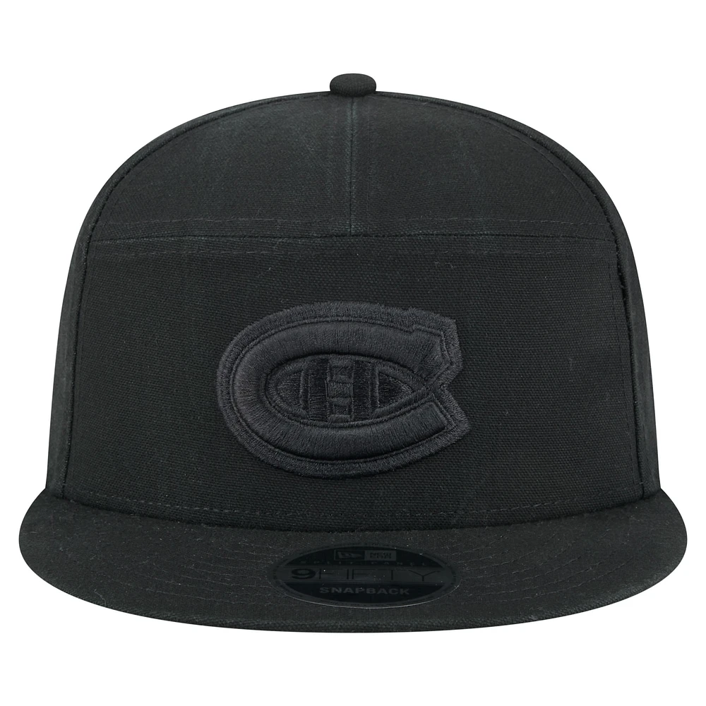 Men's New Era  Black Montreal Canadiens Canvas 9FIFTY Snapback Hat