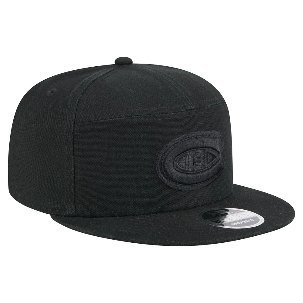 Men's New Era  Black Montreal Canadiens Canvas 9FIFTY Snapback Hat
