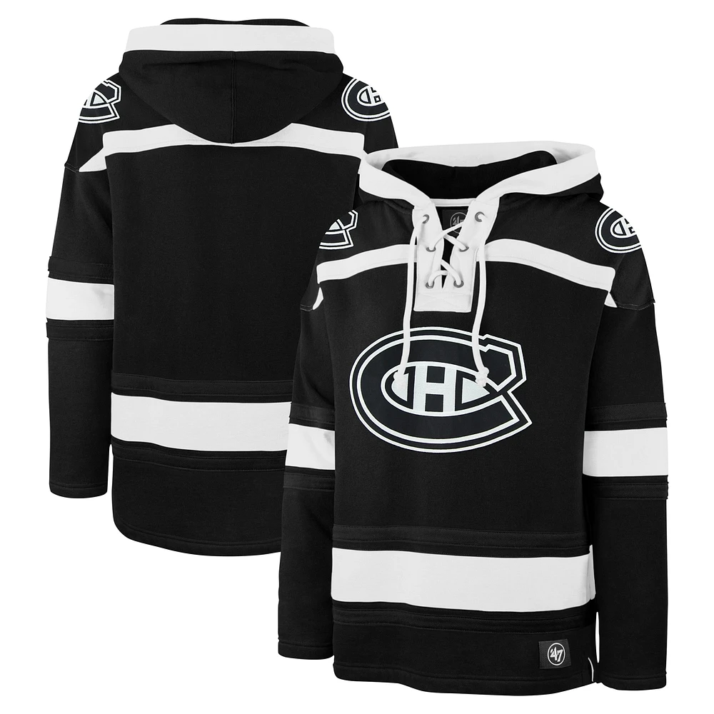 Chandail à capuchon lacets Ice '47 des Canadiens de Montréal noir pour hommes